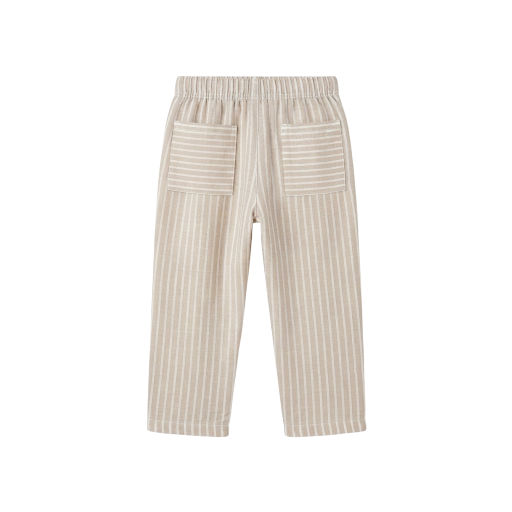 Striped Pants — Beige & White
