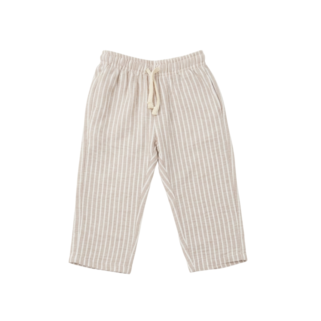 Striped Pants — Beige & White