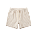 Striped Shorts — Beige & White