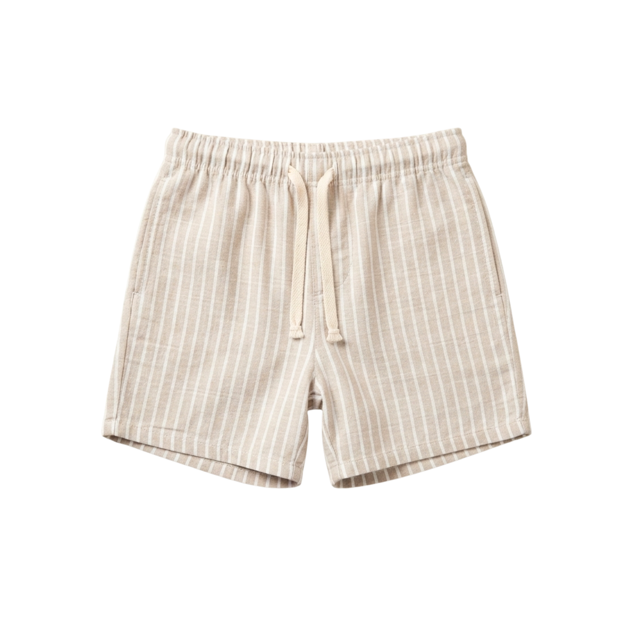 Striped Shorts — Beige & White