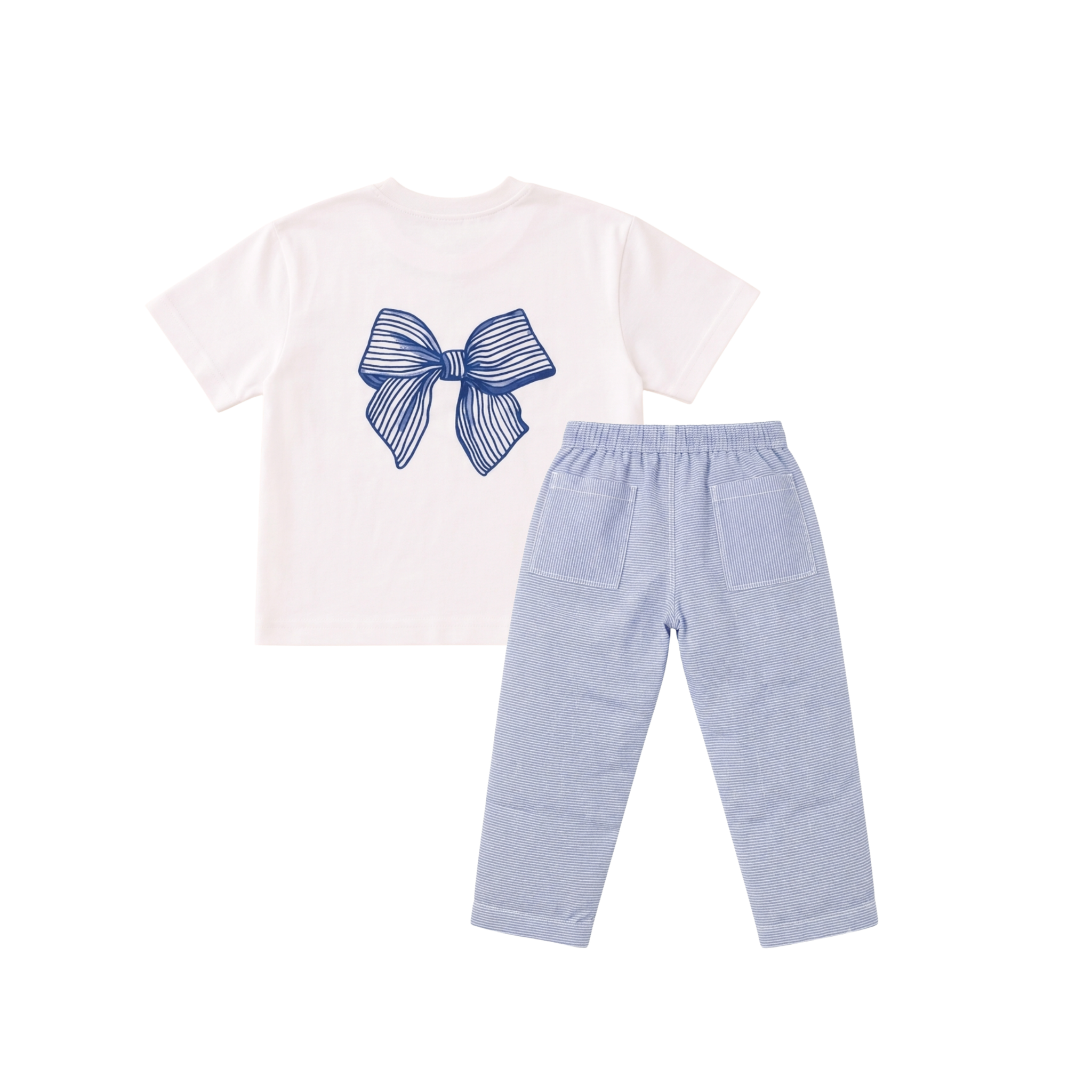 Blue Bow Tee & Pants Set